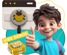 Тестирование & Vibe Debug. Охотники за багами - КИБЕРшкола программирования для детей, компьютерные курсы для школьников, начинающих и подростков - KIBERone г. Обручевский